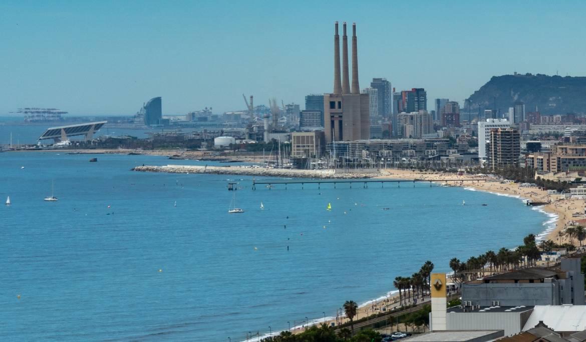Badalona beach with lots of km of white sand
