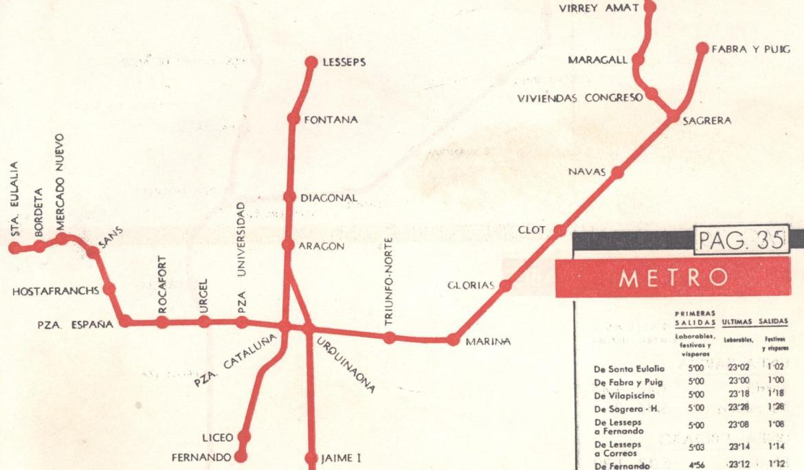 Plànol del metro de Barcelona al 1963
