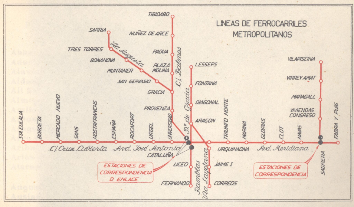 Plànol del metro al 1959