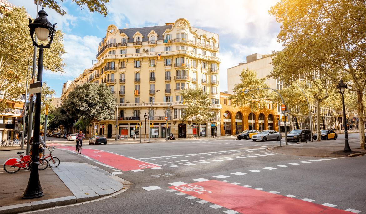 image of a wide Barcelona's street