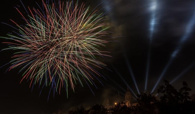 Fireworks at Avinguda Maria Cristina for New Year's Eve