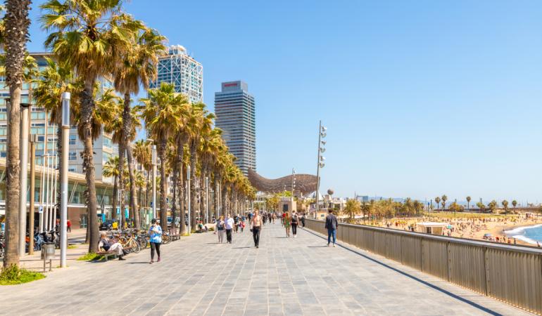 View from the Barceloneta's seafront PromenadeA